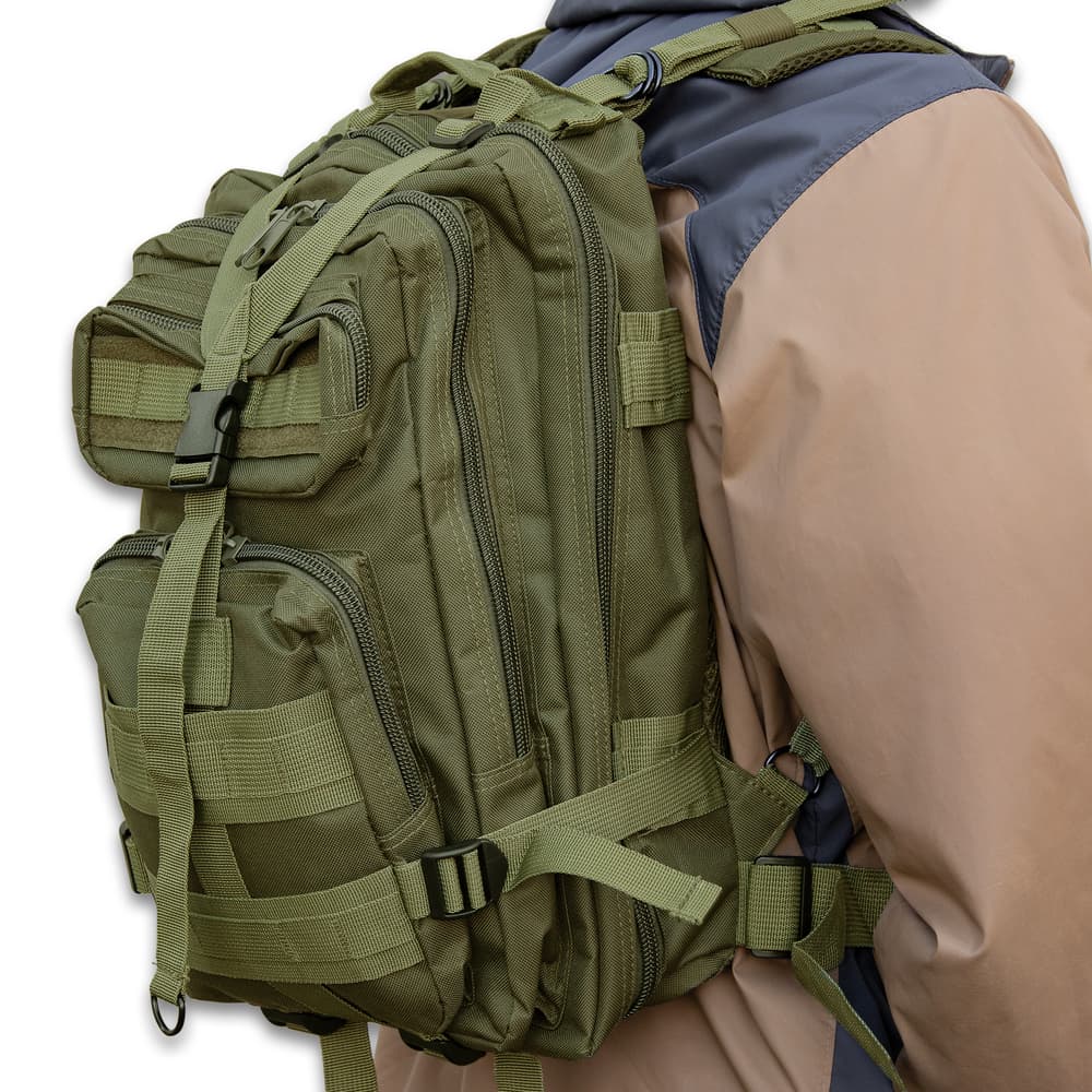 Full image of a person wearing the Tactical Assault Backpack. image number 1